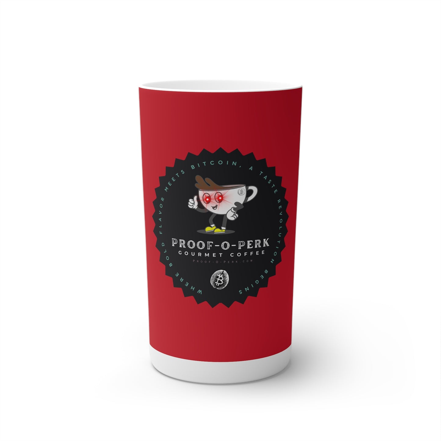 Proof-O-Perk Logo Red Conical Coffee Mugs (3oz, 8oz, 12oz)