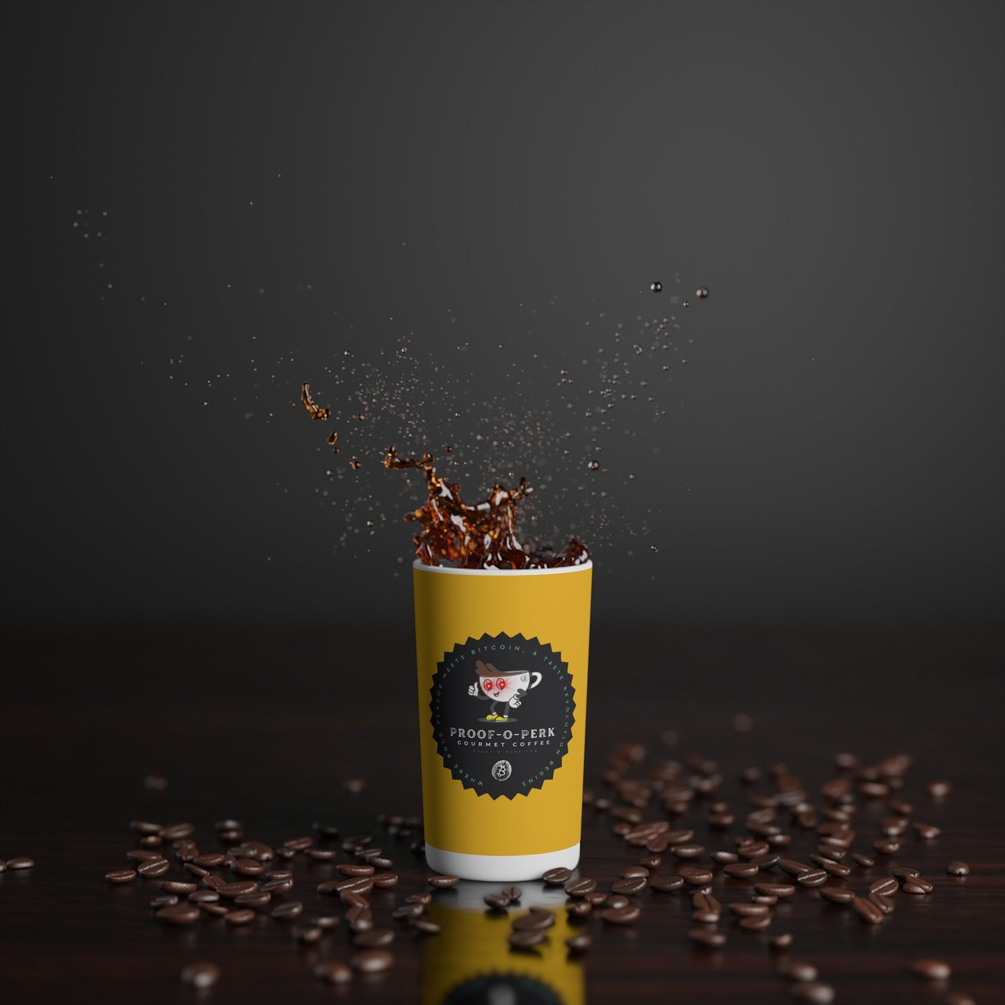 Proof-O-Perk Logo Yellow Conical Coffee Mugs (3oz, 8oz, 12oz)