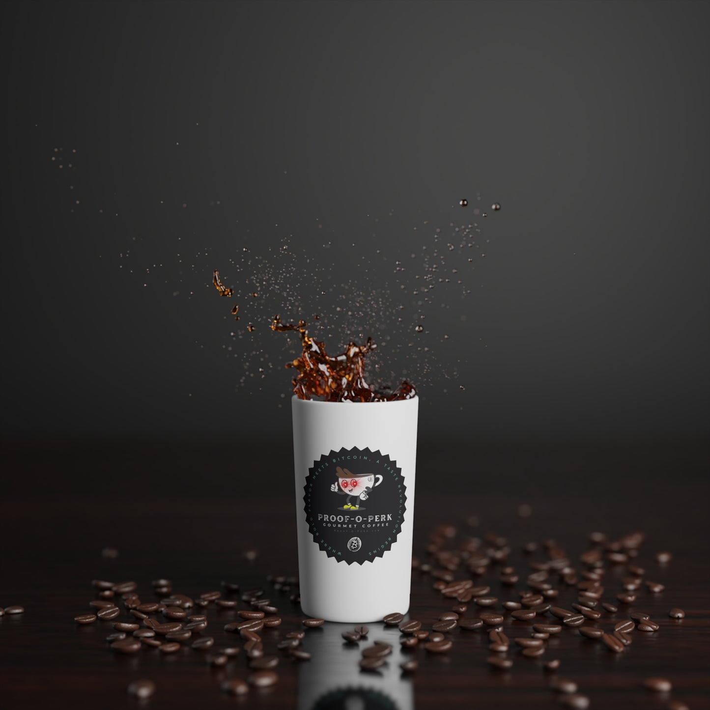 Proof-O-Perk Logo White Conical Coffee Mugs (3oz, 8oz, 12oz)