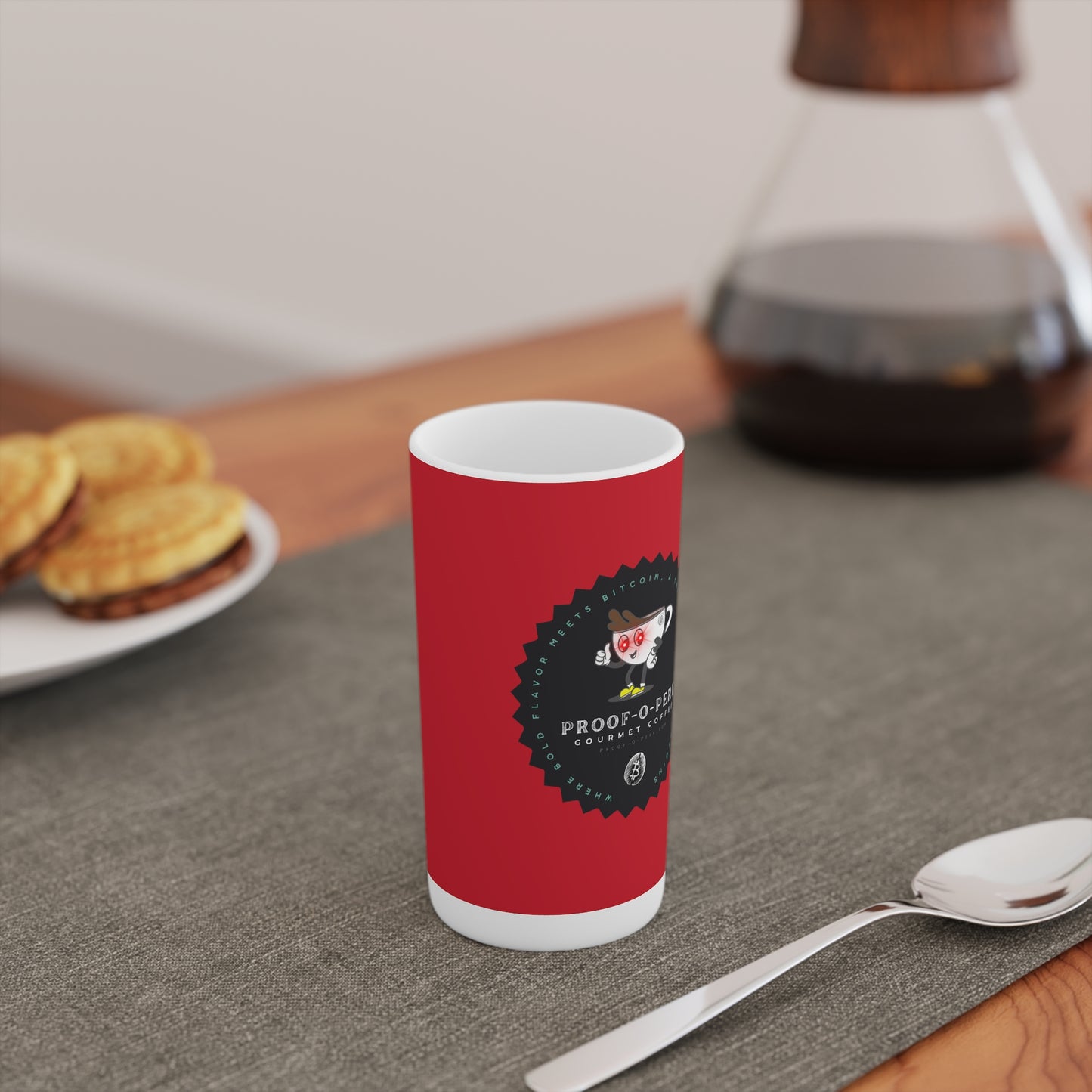 Proof-O-Perk Logo Red Conical Coffee Mugs (3oz, 8oz, 12oz)
