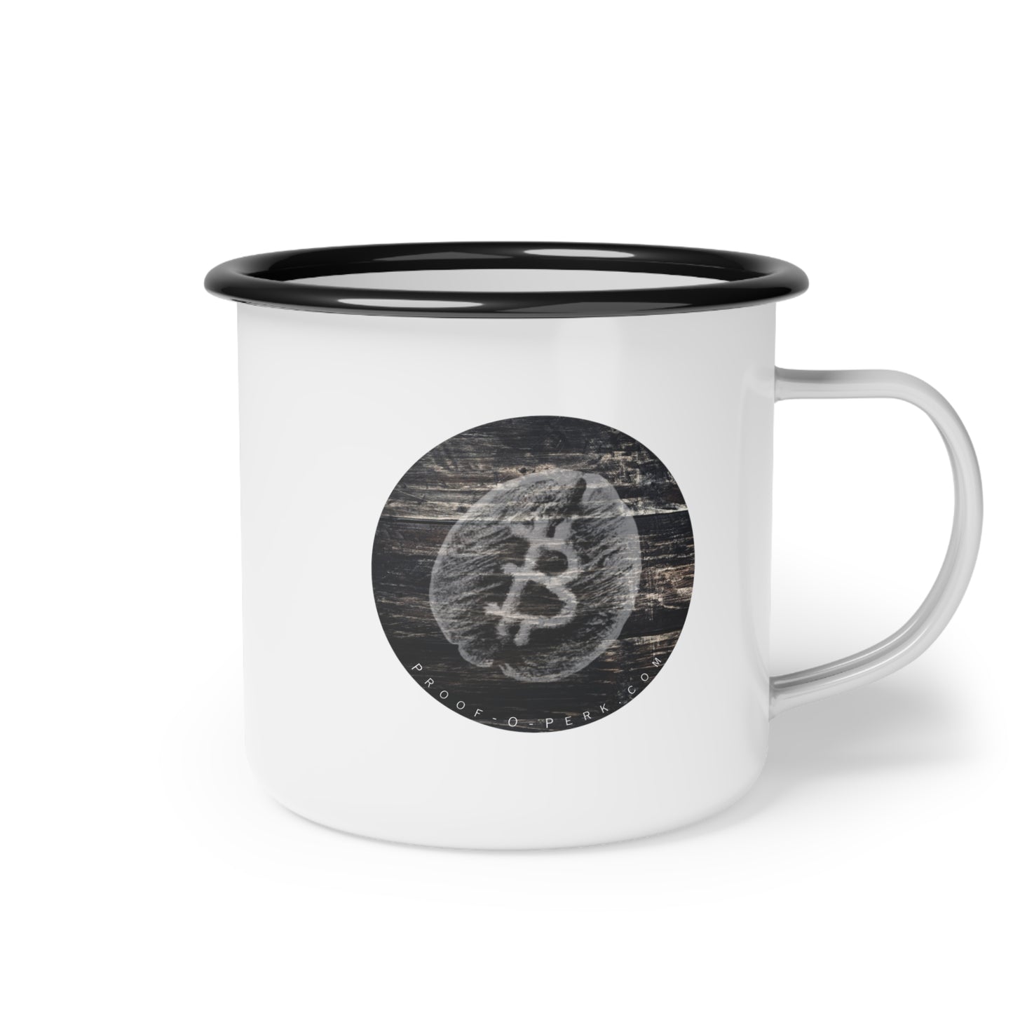 Proof-O-Perk Enameled Steel Mug, Woody B-Bean
