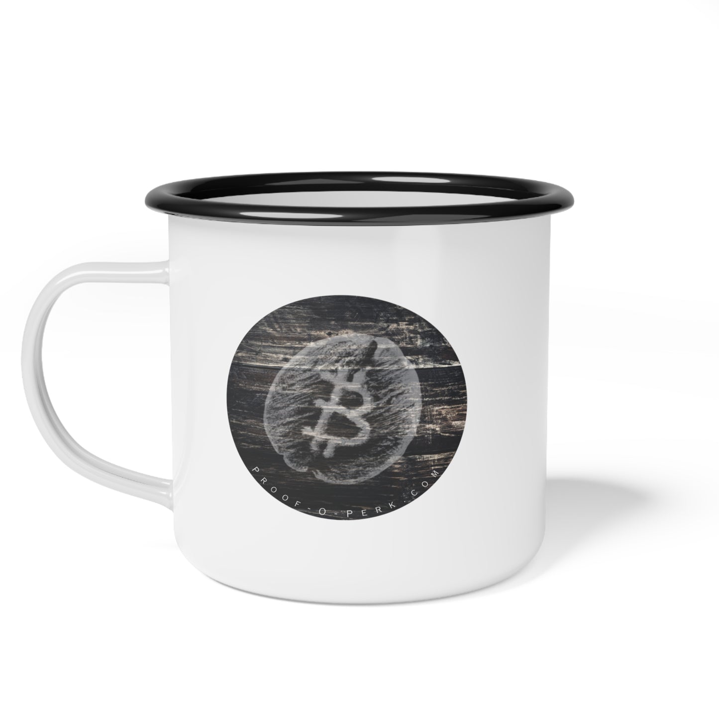 Proof-O-Perk Enameled Steel Mug, Woody B-Bean