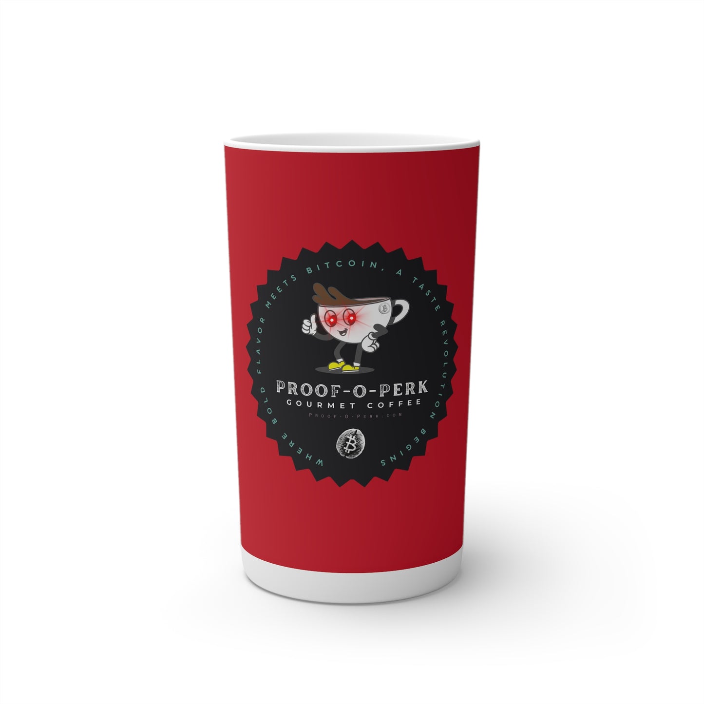 Proof-O-Perk Logo Red Conical Coffee Mugs (3oz, 8oz, 12oz)