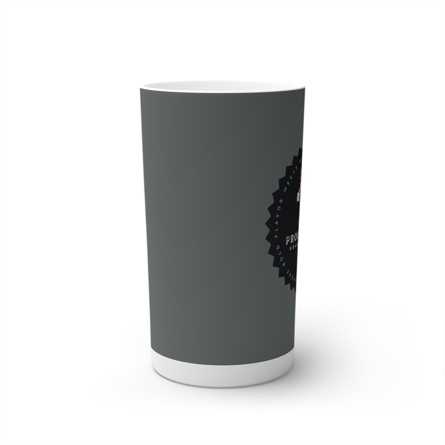 Proof-O-Perk Logo Gray Conical Coffee Mugs (3oz, 8oz, 12oz)