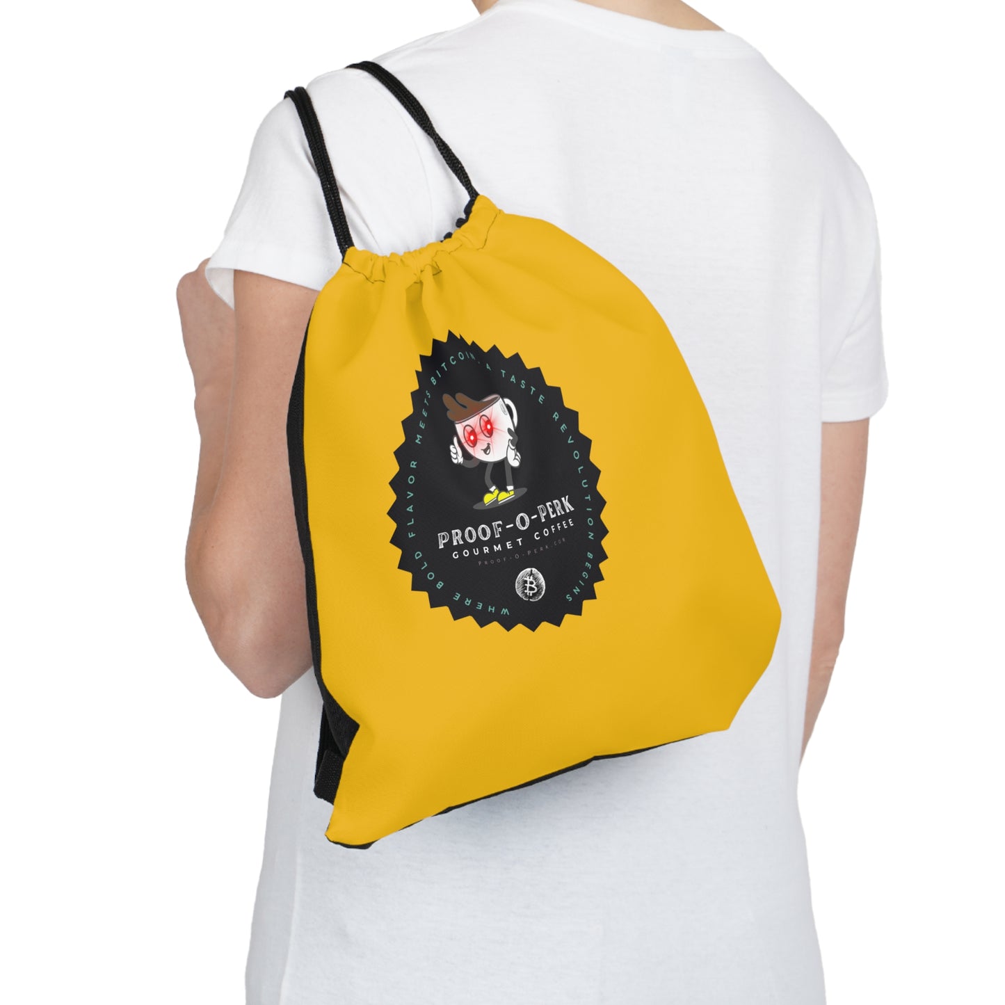 Proof-O-Perk Logo Yellow Drawstring Bag