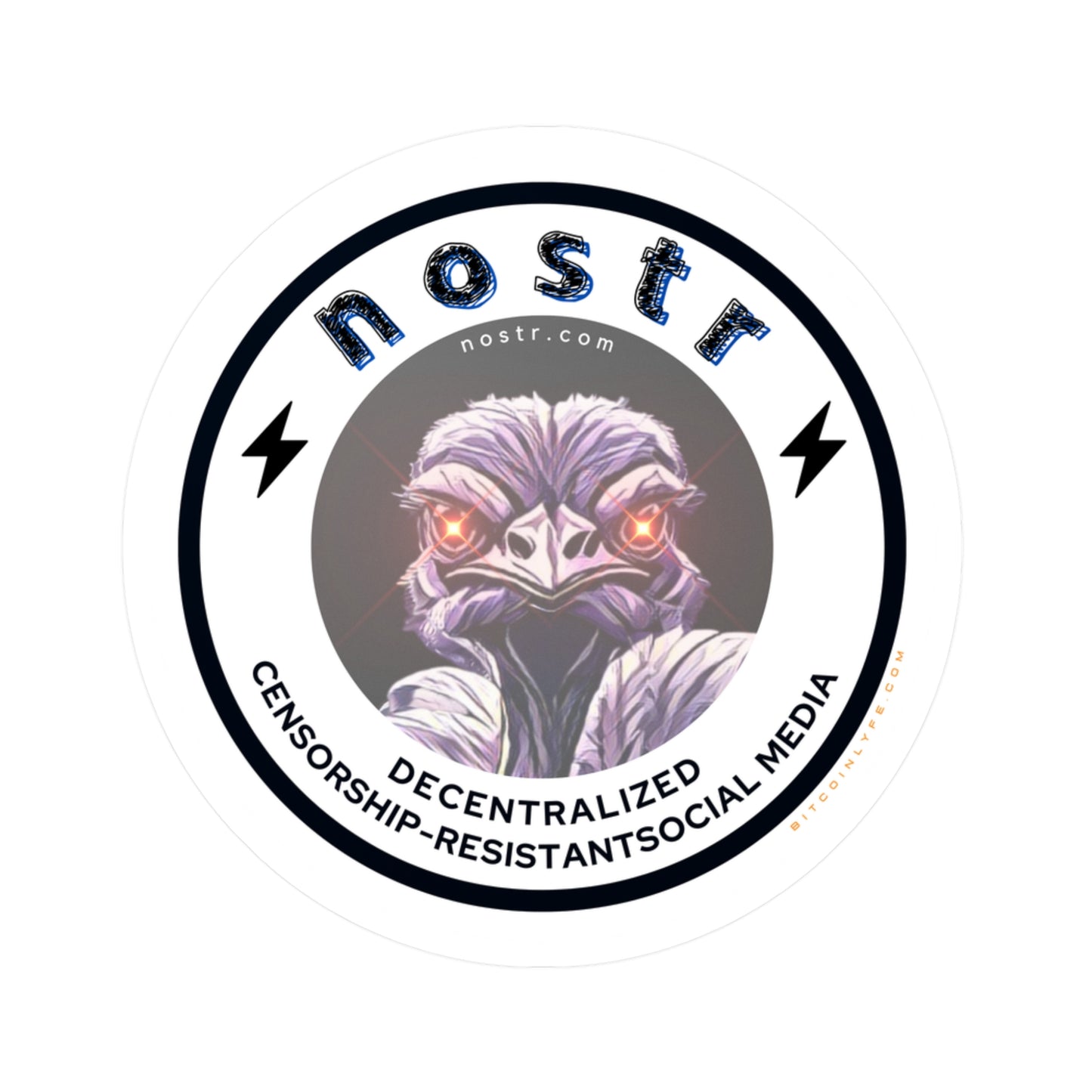 nostr Decentralized Nostrich, Vinyl Die-Cut Sticker