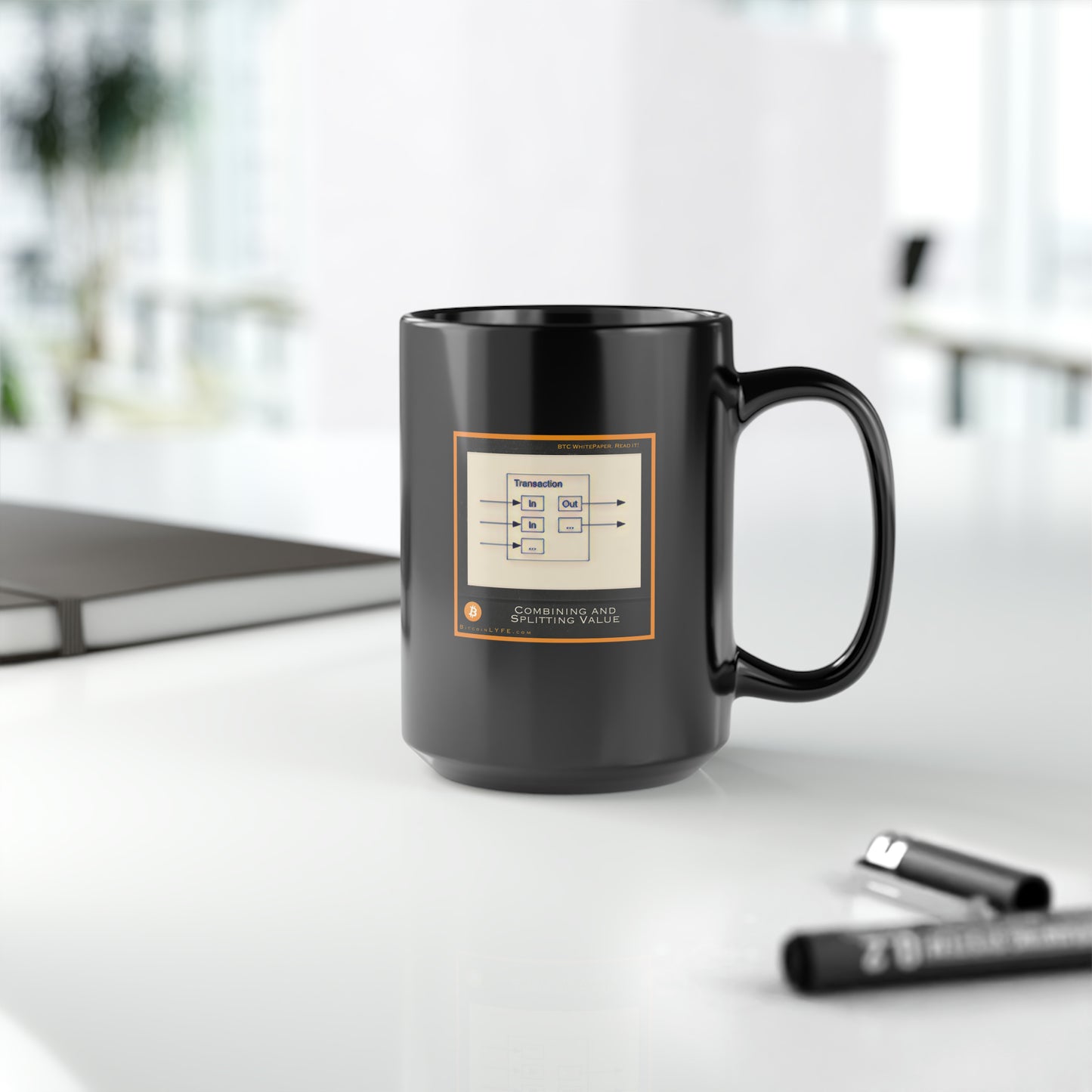 Bitcoin Whitepaper Figure Mug, Combining and Splitting Value
