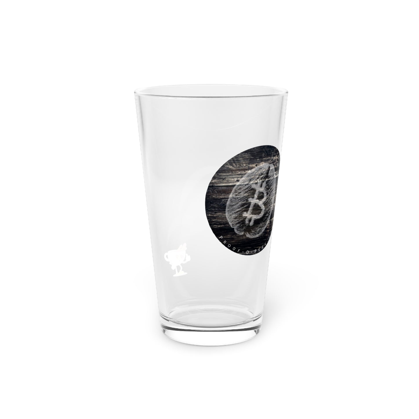 Proof-O-Perk Woody B-Bean Pint Glass