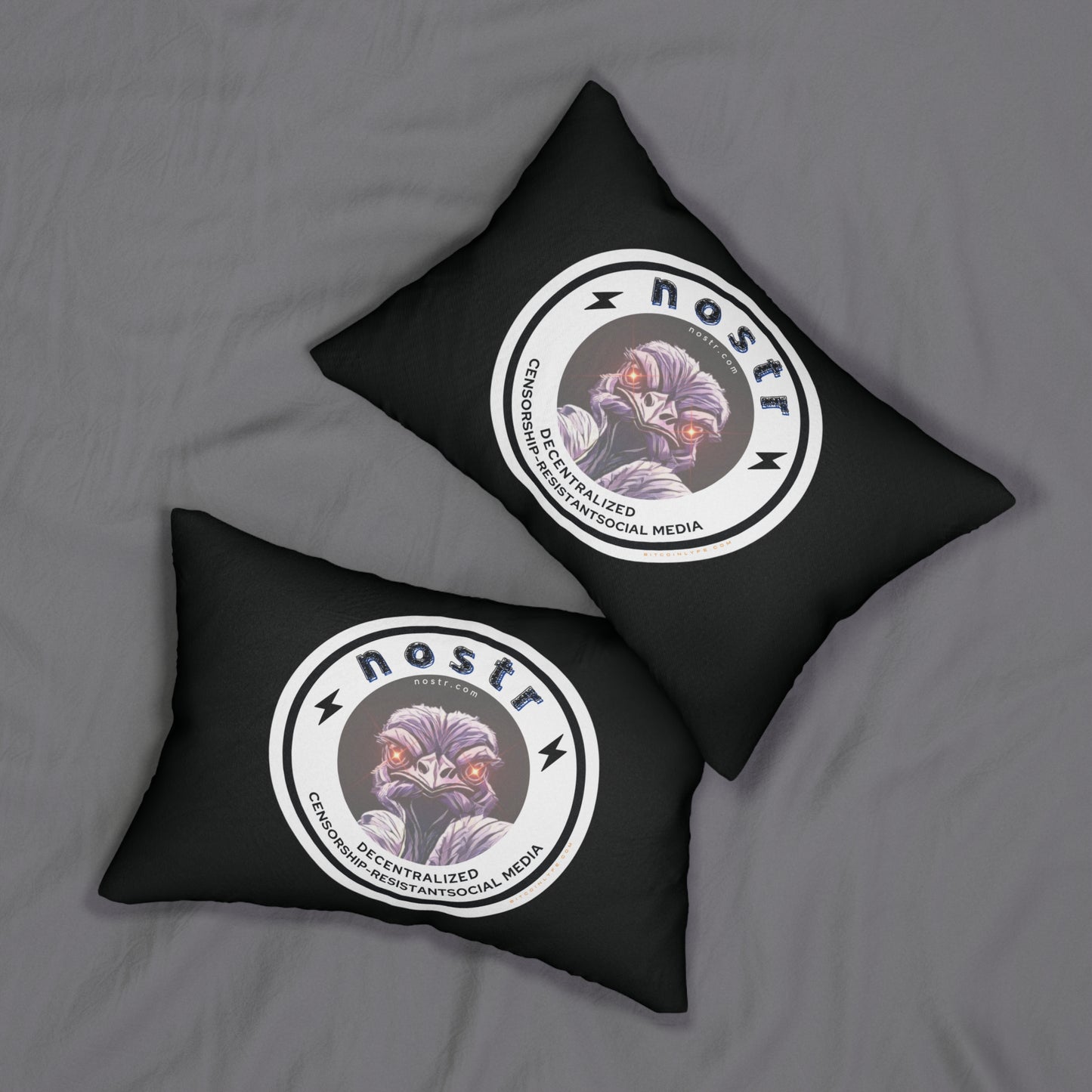 nostr Decentralized Nostrich, Lumbar Pillow
