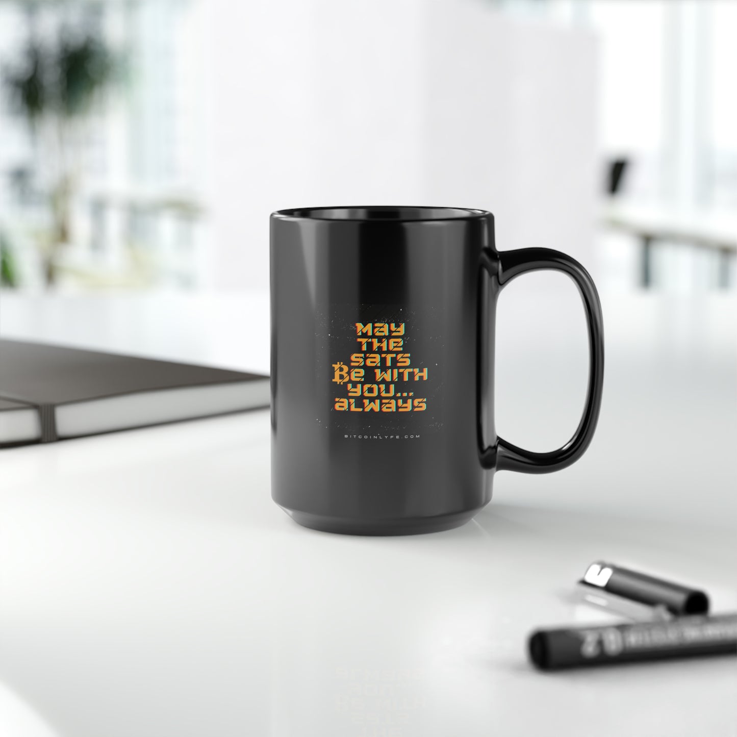 May the Sats be with You Black Mug