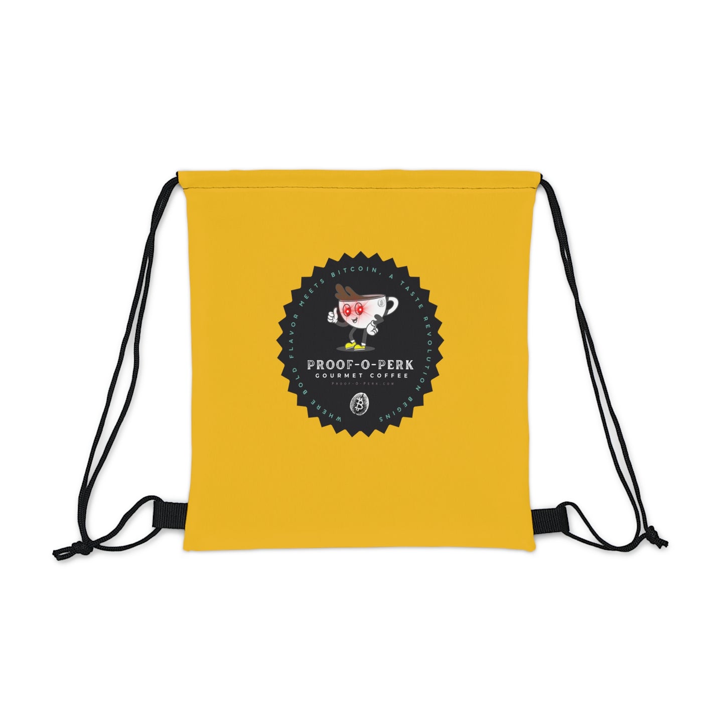 Proof-O-Perk Logo Yellow Drawstring Bag
