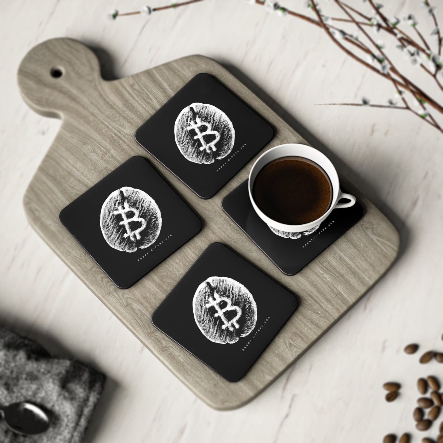 Proof-O-Perk B-Bean Coasters