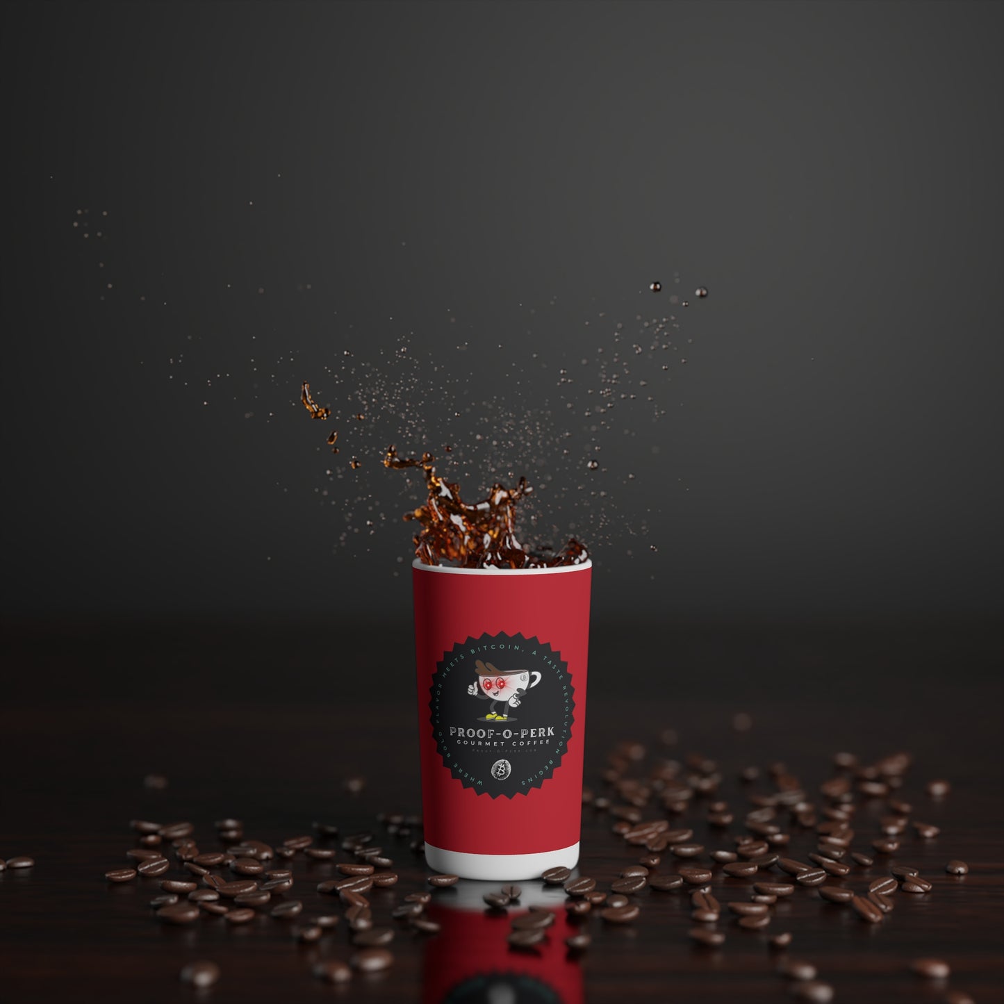 Proof-O-Perk Logo Red Conical Coffee Mugs (3oz, 8oz, 12oz)