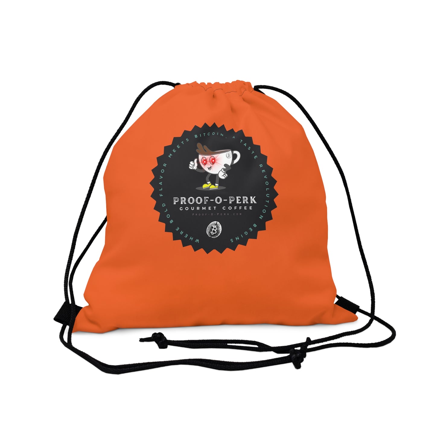 Proof-O-Perk Logo Orange Drawstring Bag