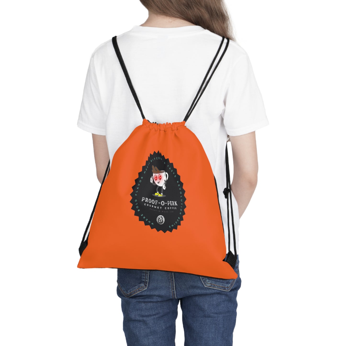 Proof-O-Perk Logo Orange Drawstring Bag