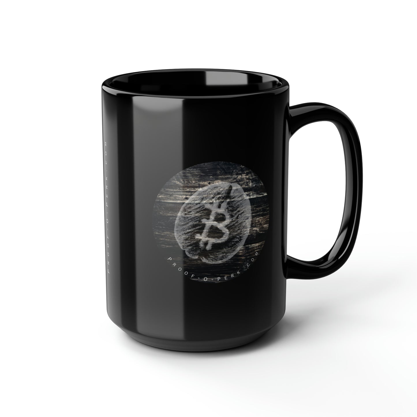 Proof-O-Perk Black Mug, Woody B-Bean