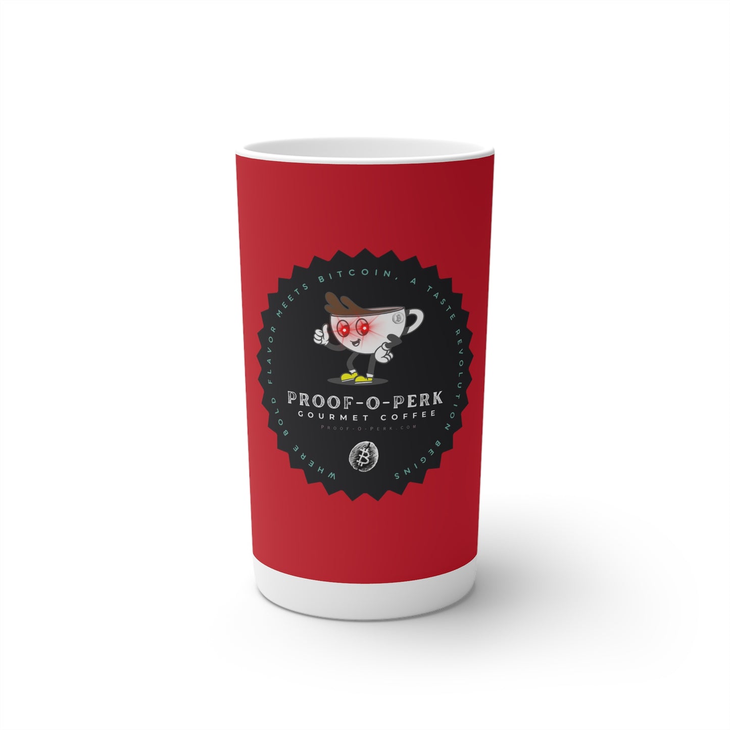 Proof-O-Perk Logo Red Conical Coffee Mugs (3oz, 8oz, 12oz)