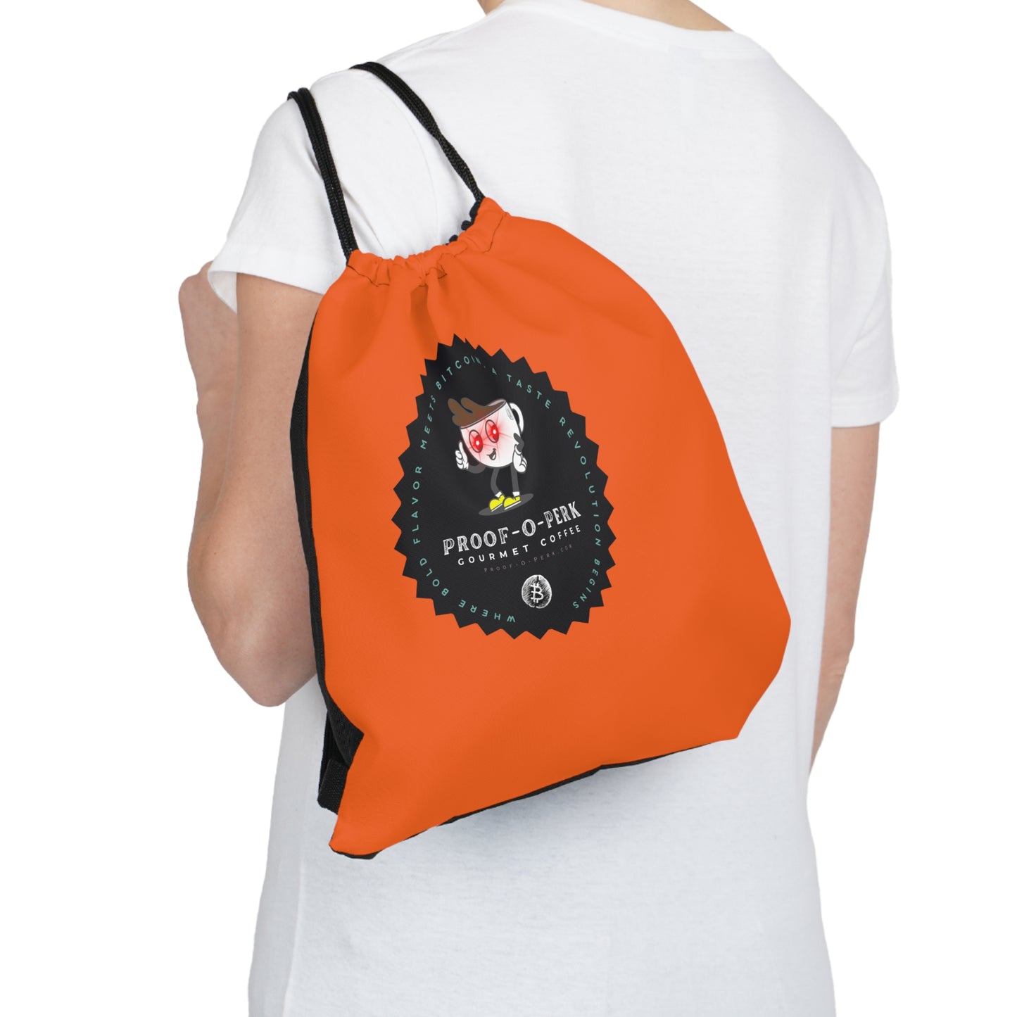 Proof-O-Perk Logo Orange Drawstring Bag