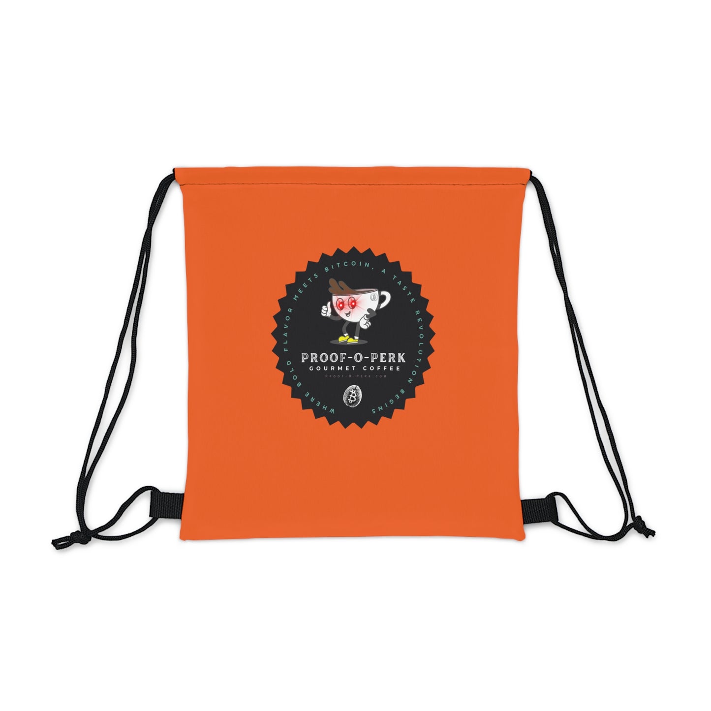 Proof-O-Perk Logo Orange Drawstring Bag