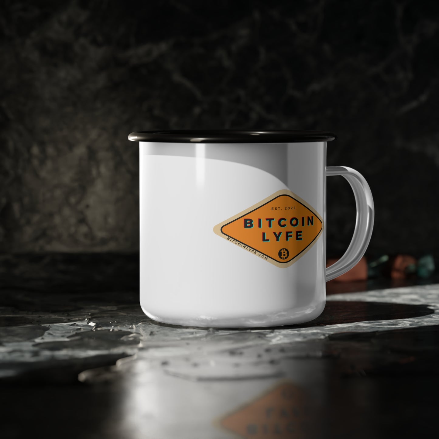 Bitcoin LYFE Enameled Steel Mug