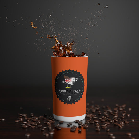 Proof-O-Perk Logo Orange Conical Coffee Mugs (3oz, 8oz, 12oz)