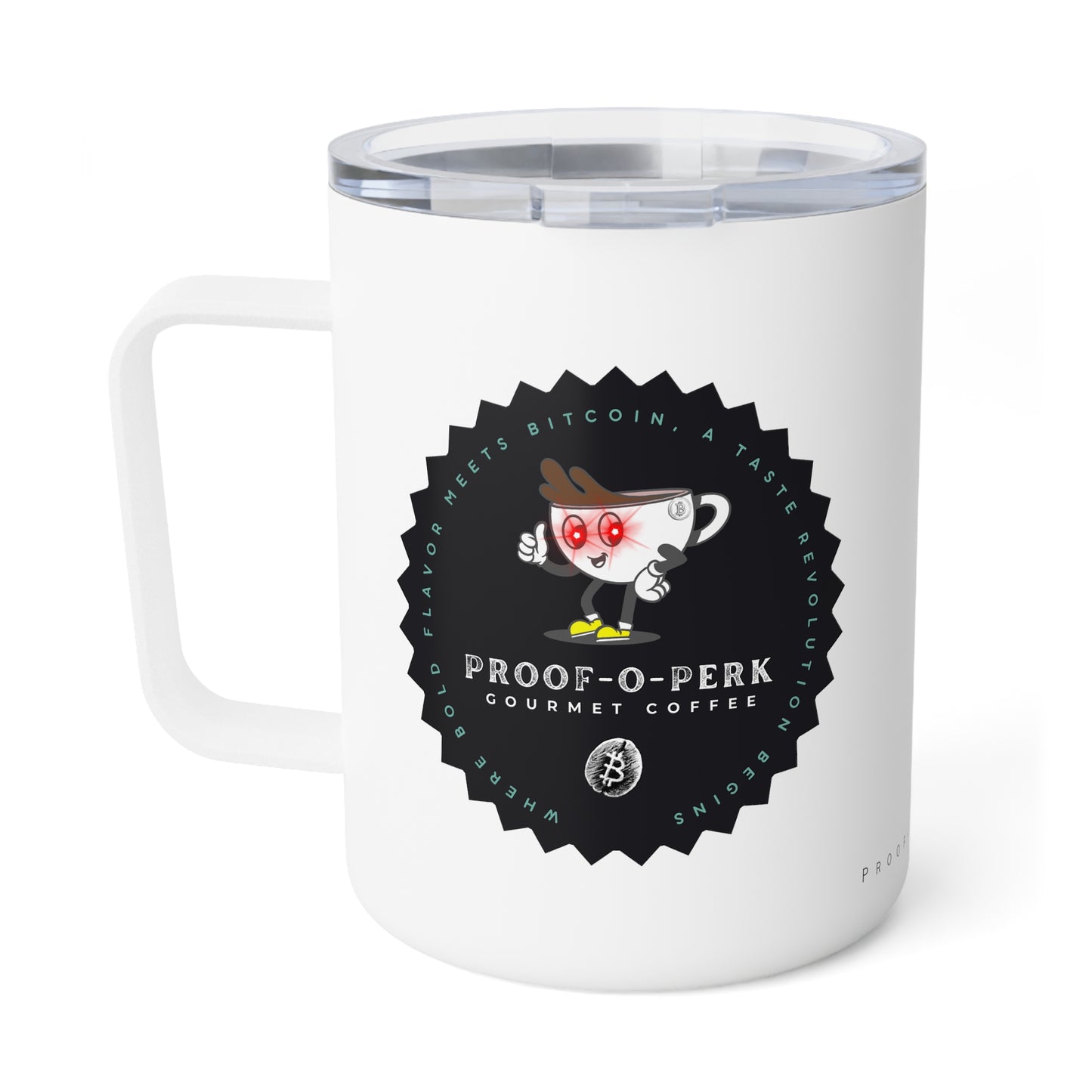 Proof-O-Perk Logo Insulated Coffee Mug, 10oz