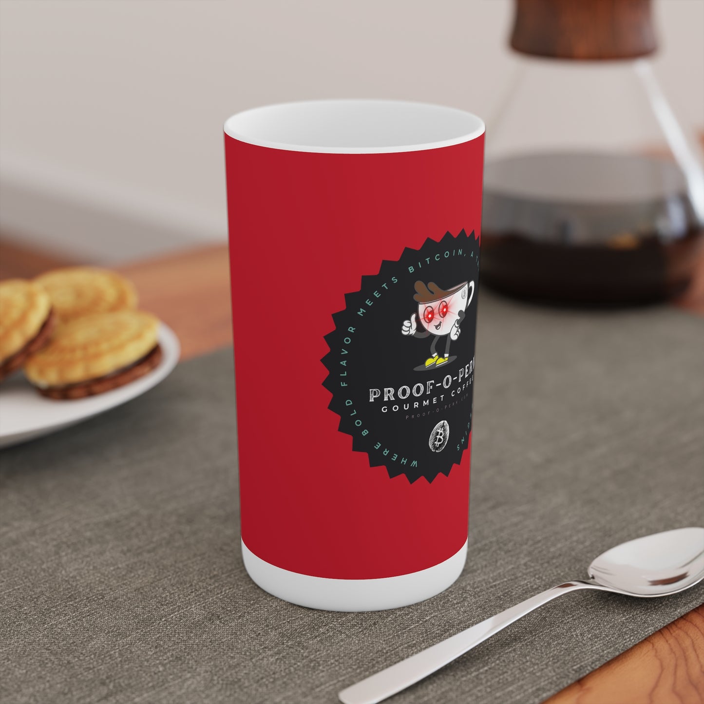 Proof-O-Perk Logo Red Conical Coffee Mugs (3oz, 8oz, 12oz)