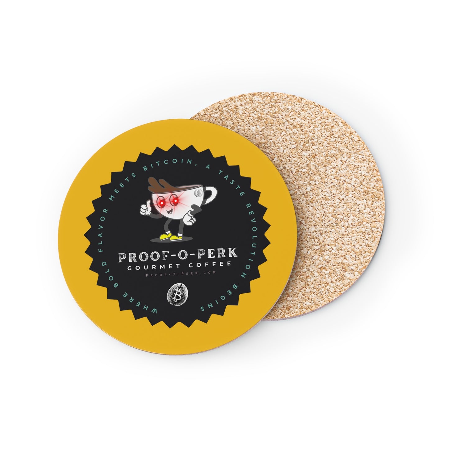 Proof-O-Perk Logo Yellow Coasters