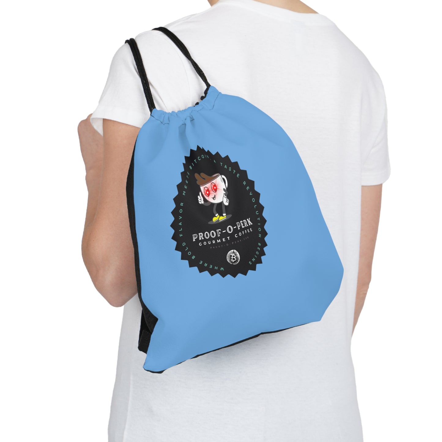 Proof-O-Perk Logo Blue Drawstring Bag