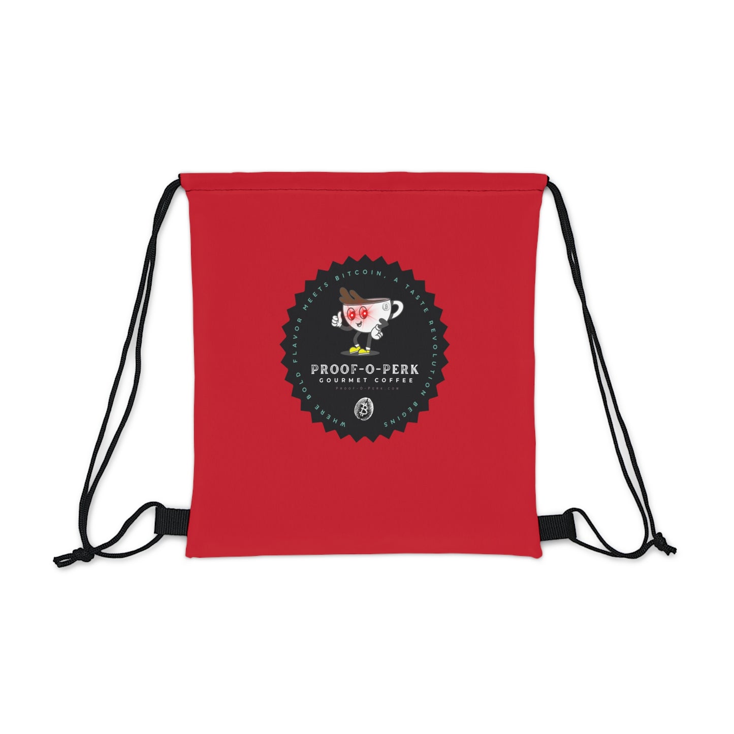 Proof-O-Perk Logo Red Drawstring Bag