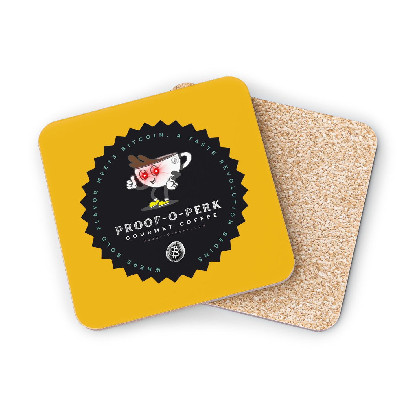 Proof-O-Perk Logo Yellow Coasters