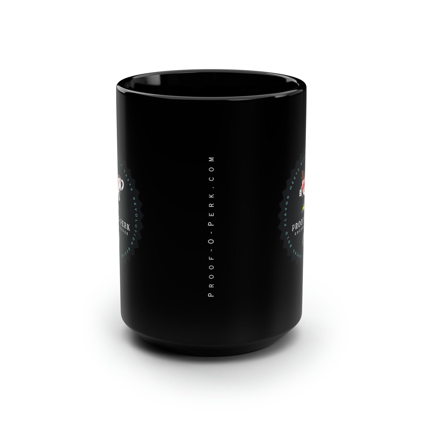 Proof-O-Perk Logo Black Mug