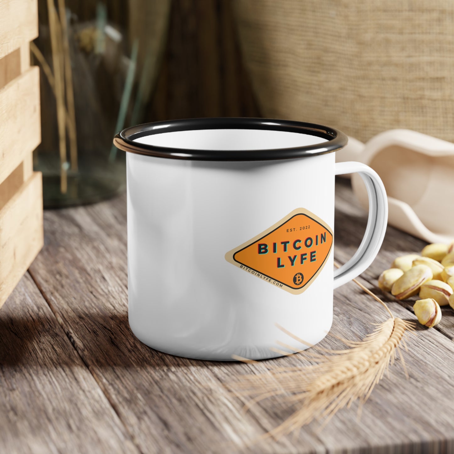 Bitcoin LYFE Enameled Steel Mug