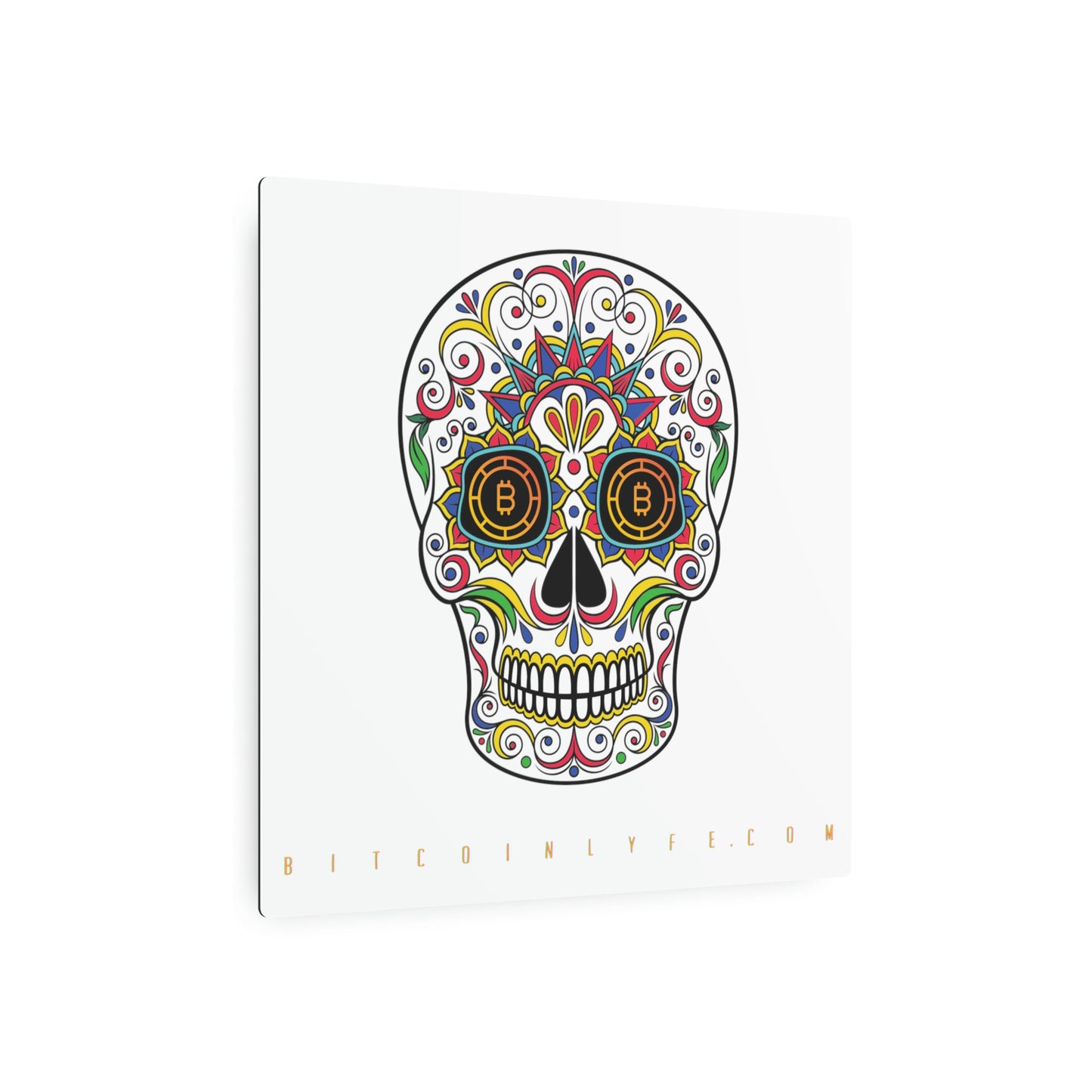 Día de los Muertos Metal Art Sign, Catorce Blanco