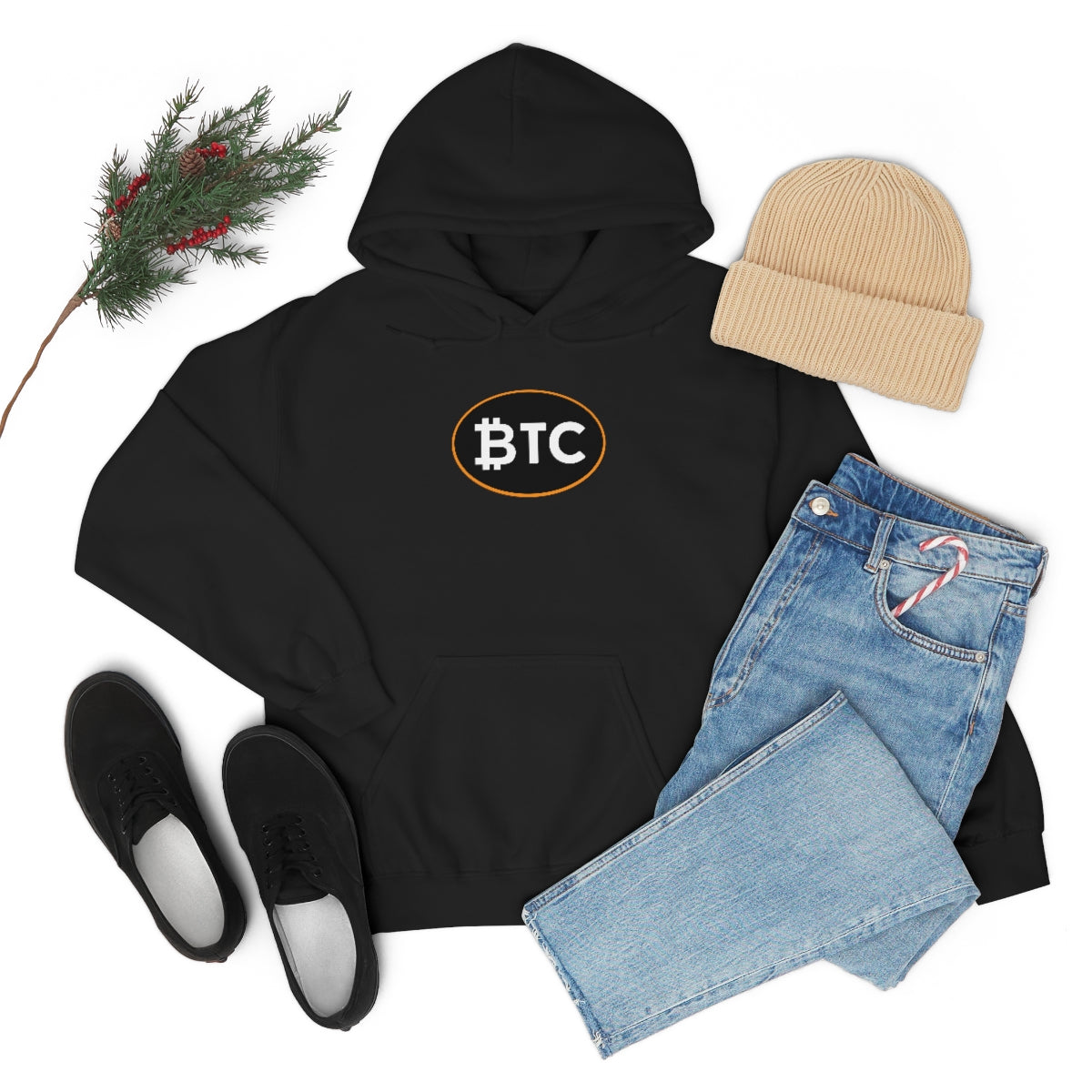 Bitcoin Oval #4 Hoodie, Blackout Version