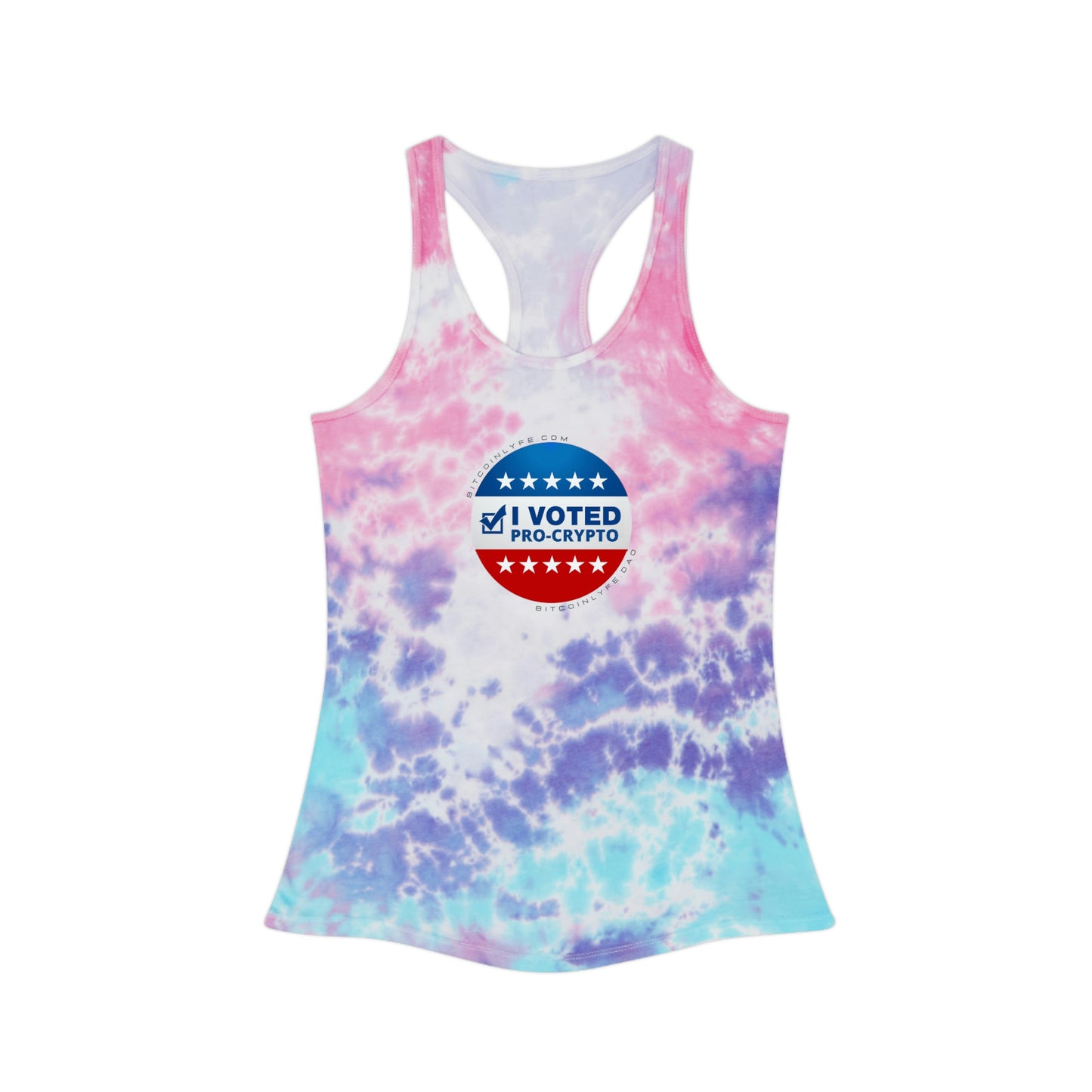 I Voted Pro-Crypto Tie Dye Racerback Tank Top