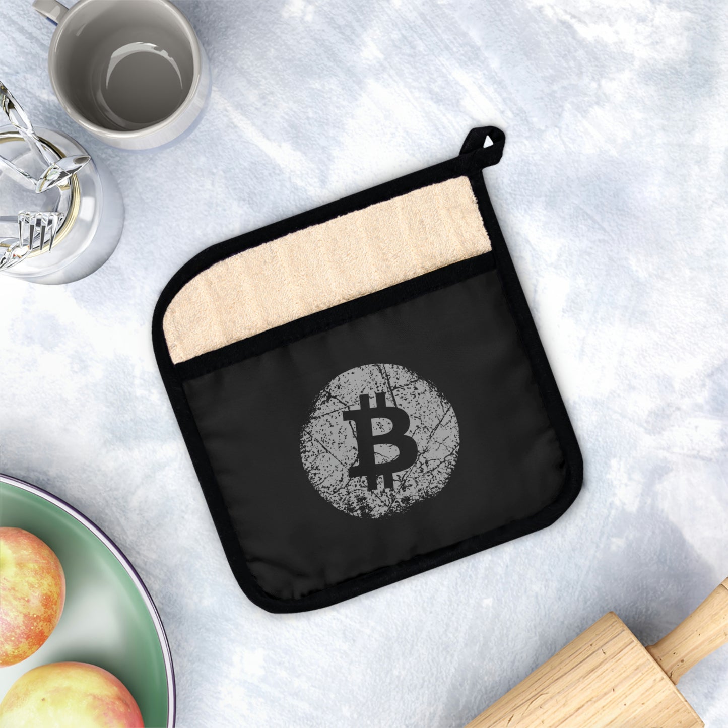 Bitcoin Pot Holder with Pocket, BTC7