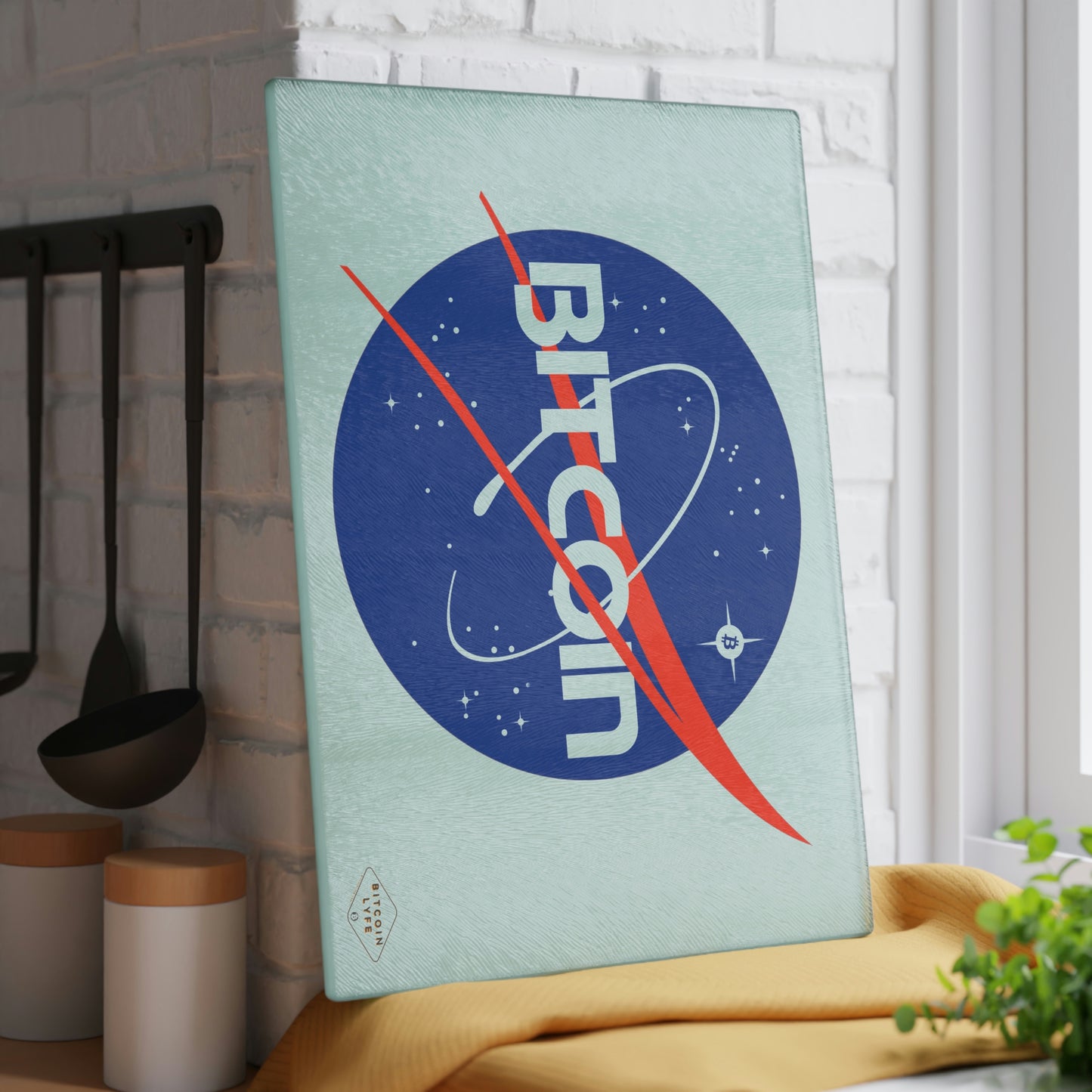 B in Space1 Glass Cutting Board