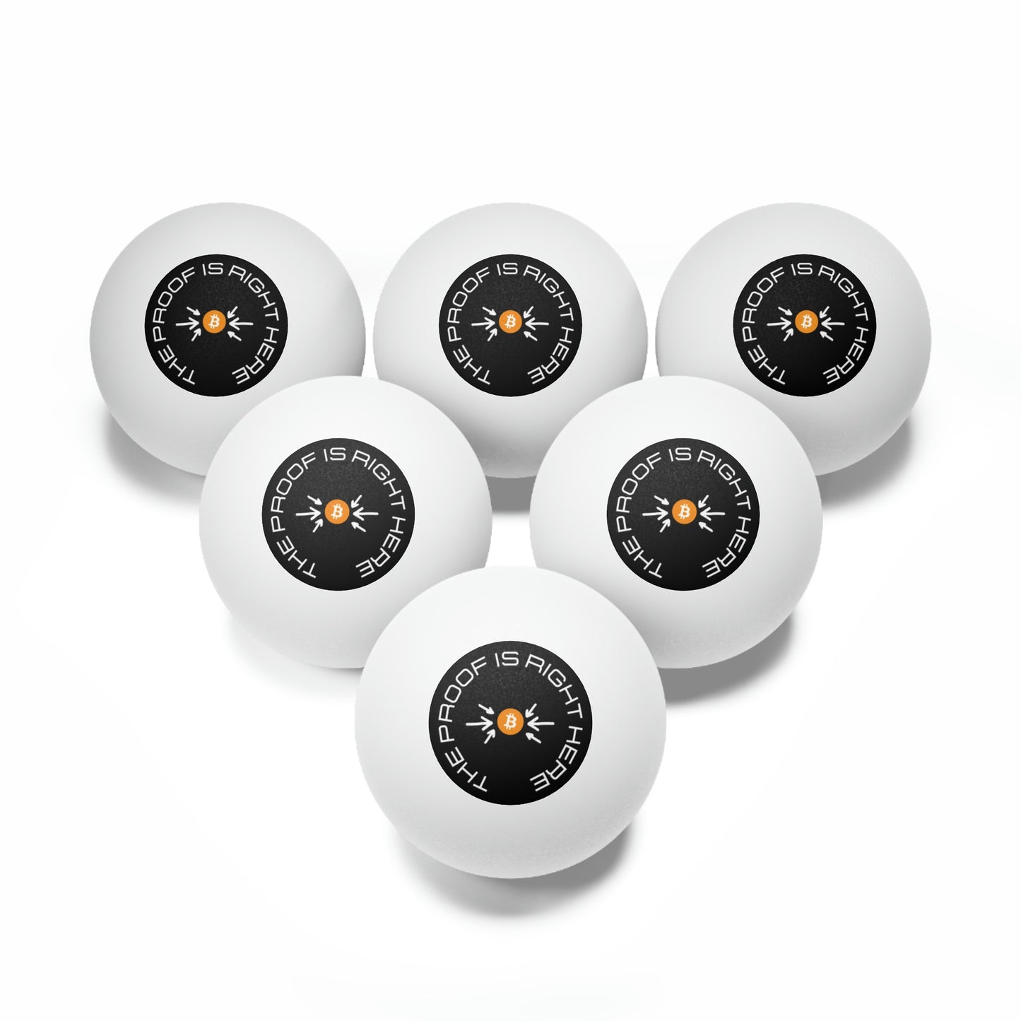 Bitcoin Proof Ping Pong Balls, 6 pcs