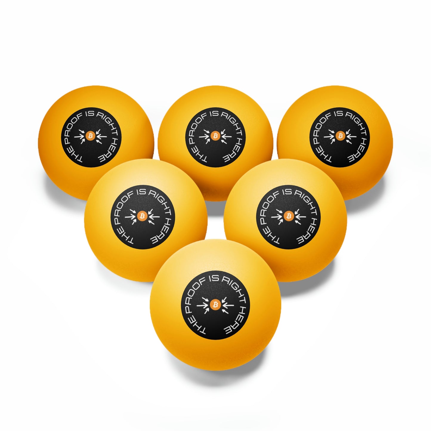 Bitcoin Proof Ping Pong Balls, 6 pcs