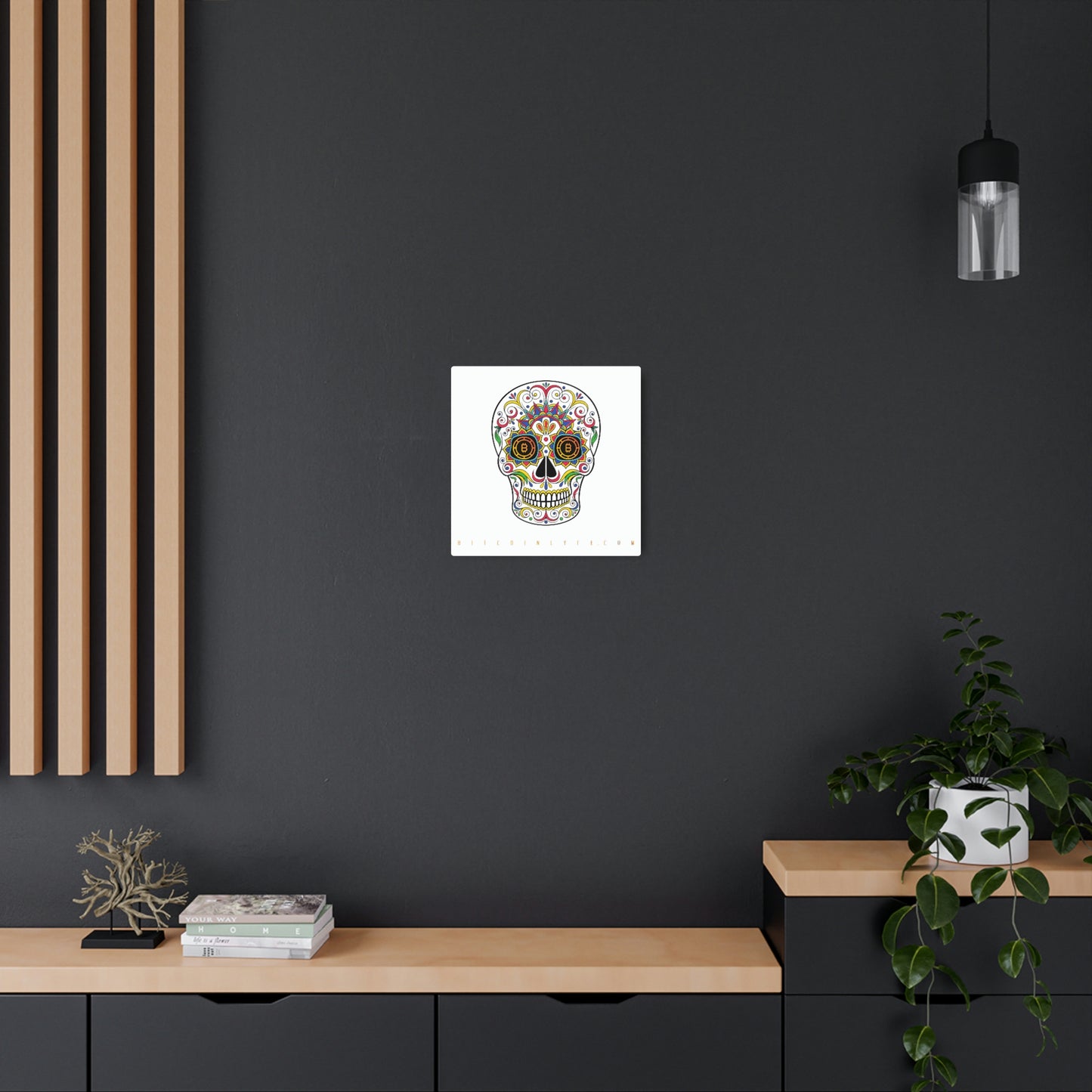 Día de los Muertos Metal Art Sign, Catorce Blanco
