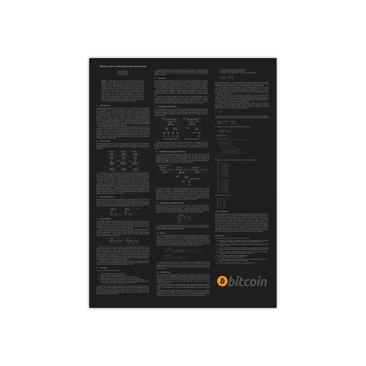 Bitcoin White Paper Satin Poster (300gsm), White Text on Black