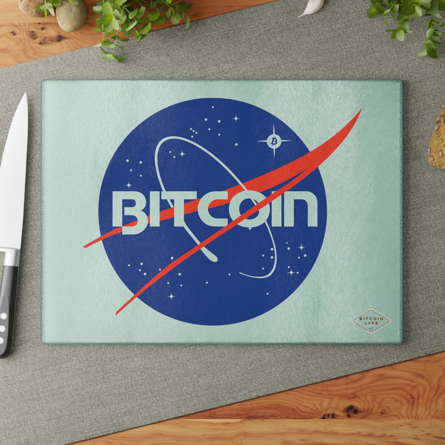 B in Space1 Glass Cutting Board