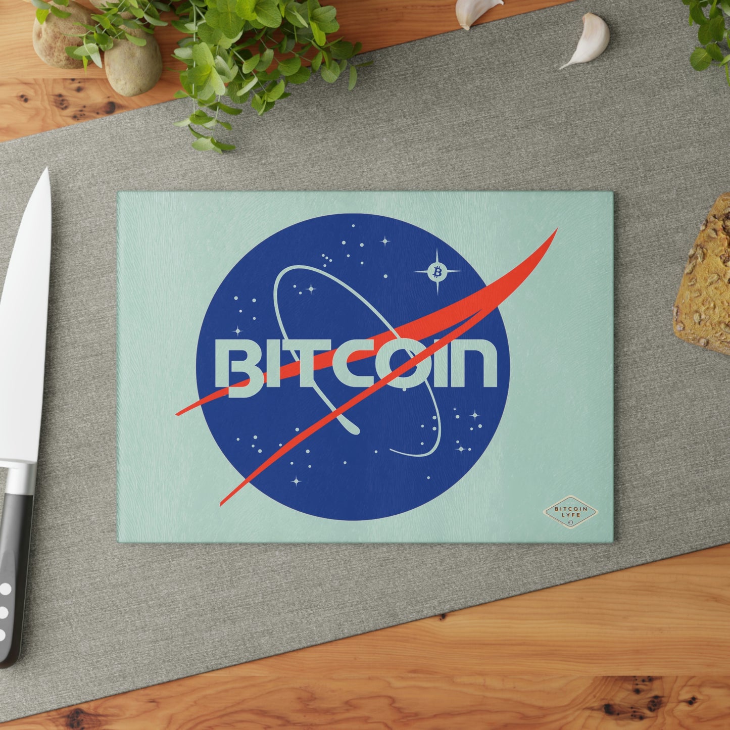 B in Space1 Glass Cutting Board