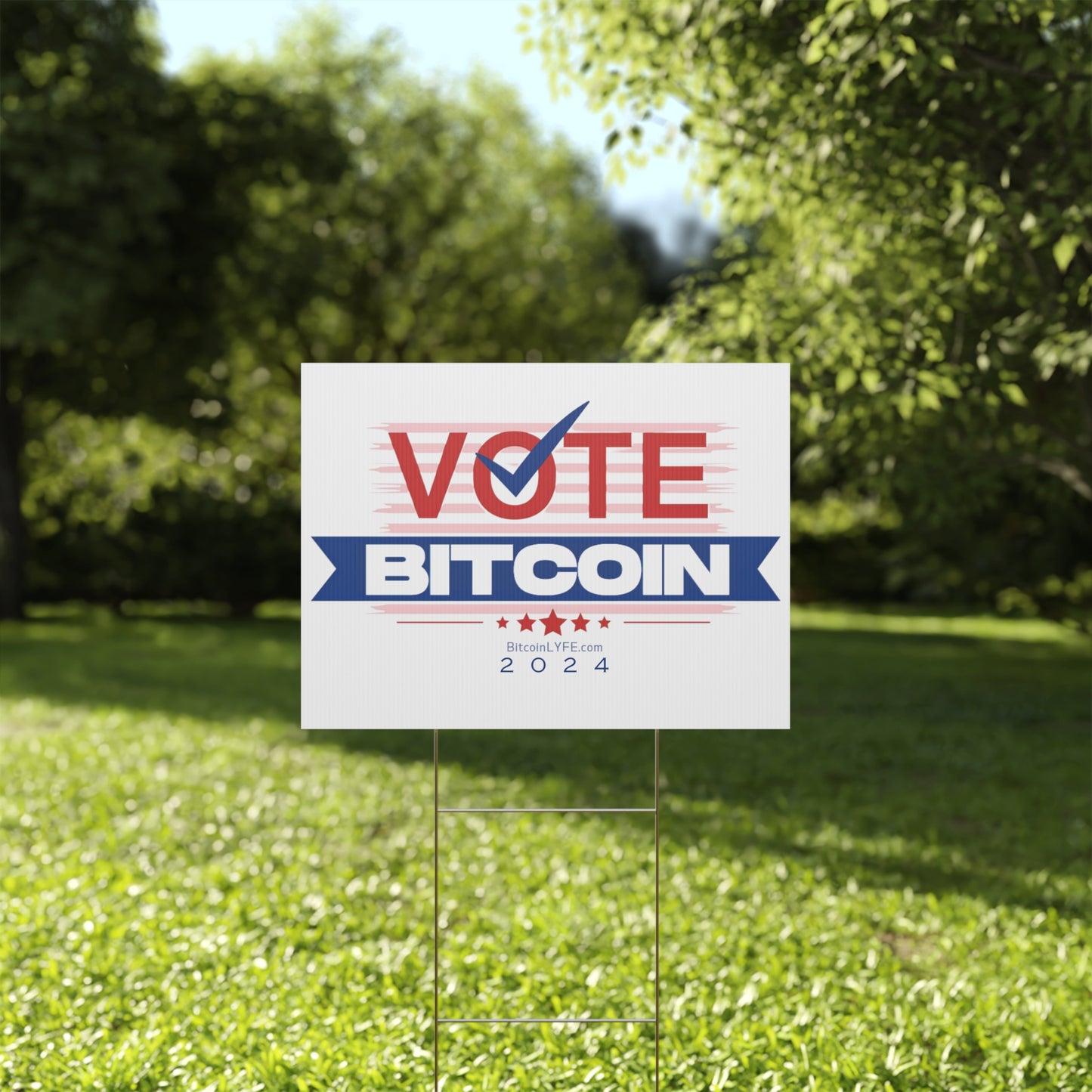Vote Bitcoin Plastic Yard Sign