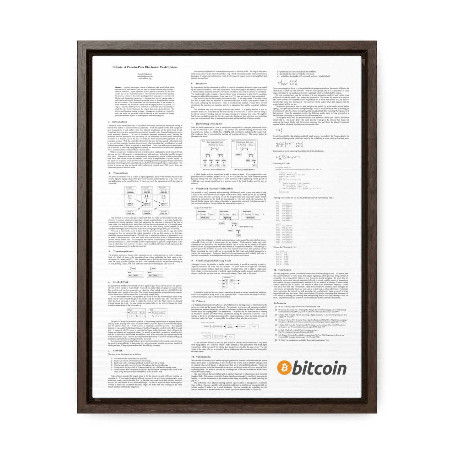 Bitcoin White Paper, Gallery Canvas Wrap
