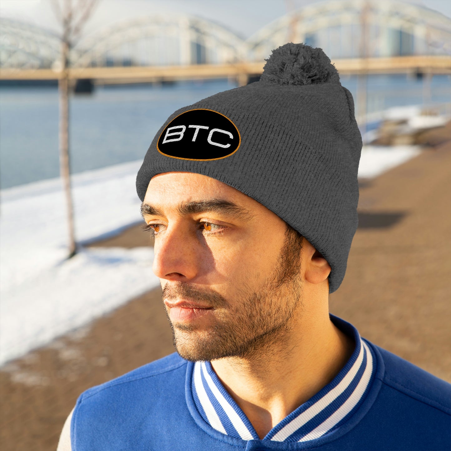 BTC Oval #1 Pom Pom Beanie