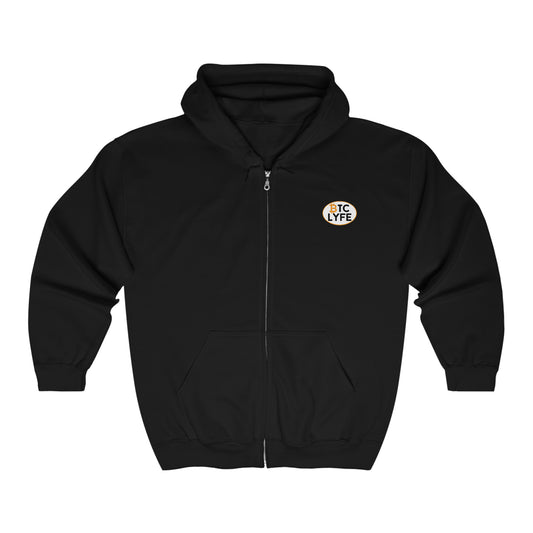 Bitcoin LYFE (Oval) Heavy Blend™ Full Zip Hooded Sweatshirt
