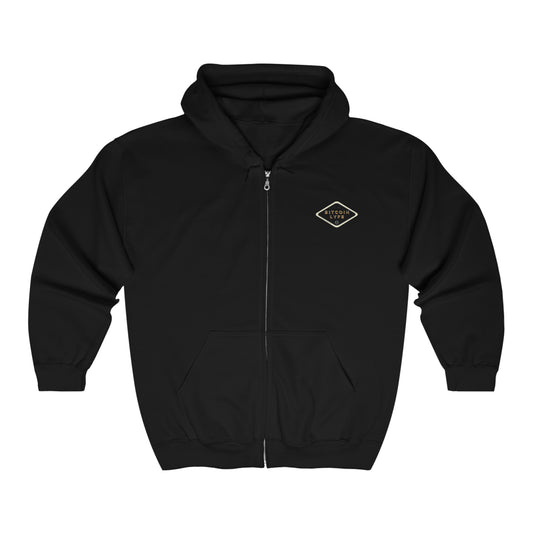 Bitcoin LYFE (Transparent) Heavy Blend™ Full Zip Hooded Sweatshirt