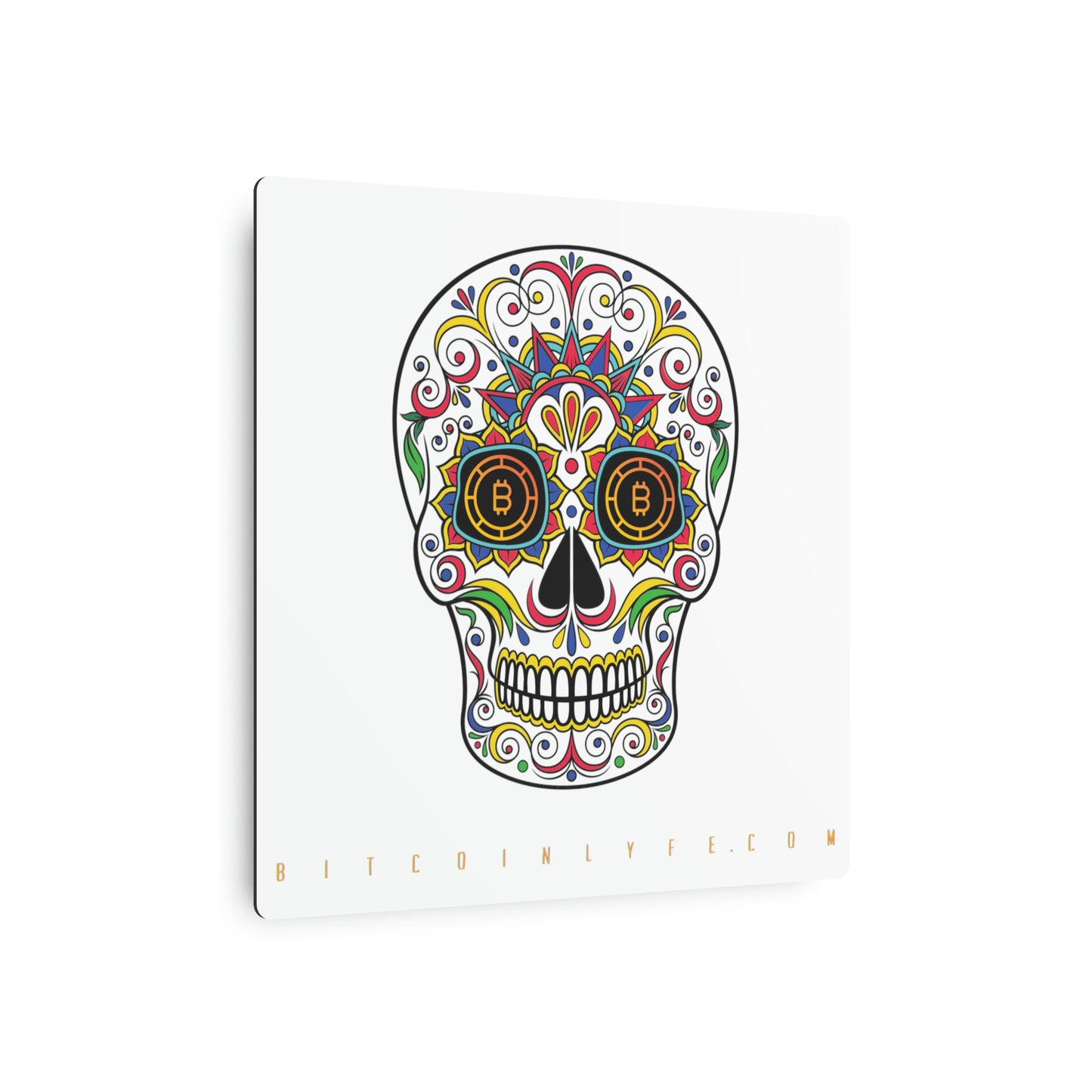 Día de los Muertos Metal Art Sign, Catorce Blanco